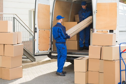 Professional furniture removals in Rotherhithe on a busy London street