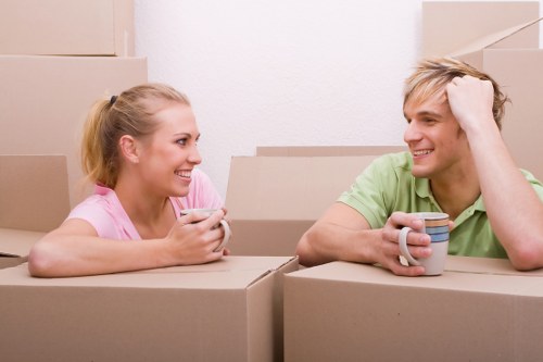 Office relocation planning in Rotherhithe with moving boxes and workspace setup