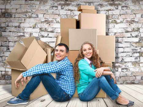 Boxes and packing materials prepared for a flat move in Rotherhithe