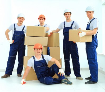 Moving professionals handling boxes during a local relocation